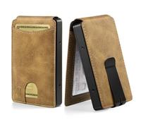 Zitahli Slim Wallet for Men, Minimalist Mens Wallets, RFID Blocking Credit Card Holder, Pop Up Metal Bifold, Business Card Case, with Gift Box, Beeswax Brown, Vintage