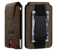 Zitahli Slim Wallet for Men with Magnetic Closure & Cash Strap - Minimalist Front Pocket Card Holder Holds 8-10 Cards & 10-15 Bills, RFID Blocking, A. Texas Brown, 0.35 inches, Minimalist