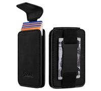 Zitahli Slim Wallet for Men with Pull-Up Tab & Cash Strap - Front Pocket Minimalist Easy Access Card Holder, RFID Blocking, Holds 8 Cards & 10-15 Bills, Charcoal Black, 3.78" x 2.52" x 0.35" (L x W x