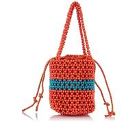 ZITHA Women's Beaded Bucket Shoulder Bag, Orange Multi-Coloured, One Size