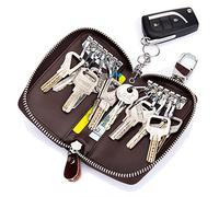 Zitokin Large Leather Key Case Wallet with 12 Hooks & 1 Keychain/Ring for Men or Women, Black, Large