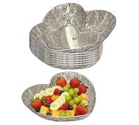 Zitonyang Heart Shape Fruit Plate Set, 8 Pack Plastic Dessert Plates, Snack Display for Living Room, Tea Table, Candy Storage for Parties, Fruit Display, Food Plates, 10.2 x 8.3 x 2.75 Inch (Grey)