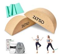 ZITSD Natural Cork Half Moon Yoga Blocks Kit with Resistance Band, Carry Bag, Training Guide & 4-Week Plan for Foot Relief, Ankle Mobility, Balance Training & Physiotherapy