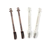 Zittop 4 Pcs Mini Spoons Micro Mini Shovel Spoon Herbs Powder Scoop Medicine Scoop Wax Tool (Silver- Brown)