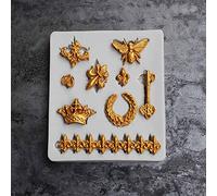 Zittop Cute Crown Fleur De Lis Heart Butterfly Collection Fondant 3D Diy Cupcake Silicone Mold Tool for Make Chocolate Hard Candies Dessert Ice Cube
