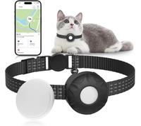 ZITTZ Cat Tracker Collar,No Monthly Fee Cat Tracker(Only iOS),Waterproof GPS Pet Tracker for Cats with Safety Elastic Buckle,Works with Any Collar,Compatible with Apple Find My App not for Android