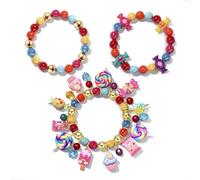 ZITULRY Candy Lollipop Beaded Bracelet Set Funny Colorful Sweet Candy Lollipop Cake Elastic Stretch Bracelets Novelty Cute Elastic Friendship Wrist Jewelry for Birthday Halloween Holiday Party 3PCS, L