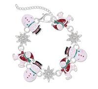 ZITULRY Christmas Bracelet Candy Cane Reindeer Gingerbread Nutcracker Snowman Ice Skate Starburst Charms Friendship Bangle Bracelets for Women Xmas Birthday Holiday Party Wrist Jewelry Gift, L, Metal