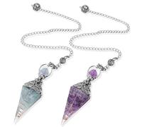 ZITUZY 2 x Pendulum Crystal, Resin Aquamarine Pendulum Gemstone, Amethyst Pendulum Pendulum Pendant, Gemstone Pendulum Crystal, Natural Cone Pendant Healing Crystal for Divination, Esoteric Gifts