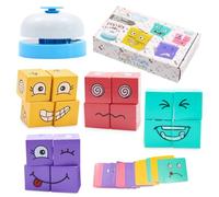 ZITUZY Face Changing Magic Cube Game, 3d Puzzle Face-Changing Magic Cube, Wooden 3d Puzzle Face Changing Cube Game With Bell, for Children From 3 Years, Interaction Toy Wooden Matching Game