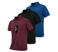 ZITY 3 Pack Polo Shirt for Men Short Sleeve Golf Polo Mens Adult Outdoor Breathable Tops Work Multipack T-Shirt Sports Tennis Tee Black+Burgundy+Royal Blue 2XL