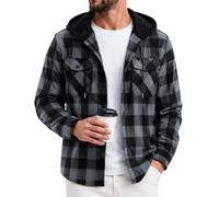 ZITY Mens Hodies Flannel Checked Shirt Casual Lumberjack | Men Hooded Flannel Shirt Checked Hoodies Lumberjack Plaid Shirt Casual Long Sleeve Overshirt for Outdoor Freizeit Work Travel