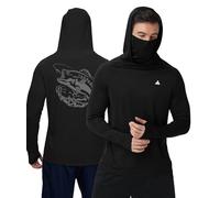 ZITY Men's Sun Protection Hoodie with Mask UPF 50+ UV Long Sleeve Lightweight Shirt Rapid Drying Fishing & Rash Guard Black XL
