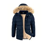 ZITY Mens Winter Jacket Thicken Sherpa Fleece Lined Parka Long Outwear Puffer Coat Warm Water-Resistant Windproof Fur Hood Jacket M-3XL