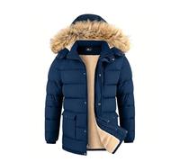 ZITY Mens Winter Jacket Thicken Sherpa Fleece Lined Parka Long Outwear Puffer Coat Warm Water-Resistant Windproof Fur Hood Jacket M-3XL