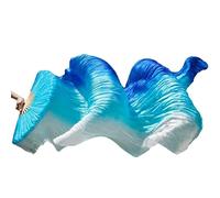 ZIUBMVDYC Dance silk fan, Silk Belly Dance Fan,National Dancing,1pairBelly Veil Fans Handmade Dyed Performance Long Fans1.8m