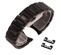 ZIUBMVDYC Stainless Steel Watch Strap, Curved Elbow + Flat Head Dual Purpose 12 13 14 15 16 17 18 19 20 21 22 23 24mm Metal Watchband(Black,21mm)