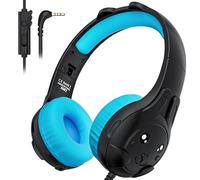 ZIUMIER Kids Headphones, with Microphone, 80/90dB Volume Limiter, Audio Sharing Port, 3.5mm Wired Toddler Headphones for School Travel (Black)