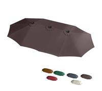 ZIUSFAC 12 Ribs Umbrella Cover Double Sided Umbrella Replacement Canopy 15' Patio Umbrella Umbrella Top Cover Waterproof Large Parasol Fabric Sun Shade Cover For Garden(Coffee)