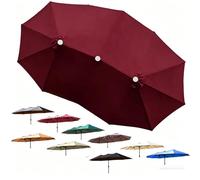 ZIUSFAC 15ft Patio Umbrella Replacement Canopy 12 Ribs Parasol Cover Double Sided Outdoor Umbrella Top Large Market Umbrella Canopy Cover(Burgundy)