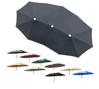 ZIUSFAC 15ft Patio Umbrella Replacement Canopy 12 Ribs Parasol Cover Double Sided Outdoor Umbrella Top Large Market Umbrella Canopy Cover(Gray)