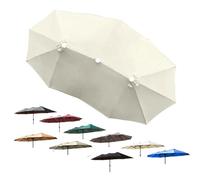 ZIUSFAC 15ft Patio Umbrella Replacement Canopy 12 Ribs Parasol Cover Double Sided Outdoor Umbrella Top Large Market Umbrella Canopy Cover(Beige)