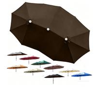 ZIUSFAC 15ft Patio Umbrella Replacement Canopy 12 Ribs Parasol Cover Double Sided Outdoor Umbrella Top Large Market Umbrella Canopy Cover(Brown)