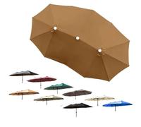 ZIUSFAC 15ft Patio Umbrella Replacement Canopy 12 Ribs Parasol Cover Double Sided Outdoor Umbrella Top Large Market Umbrella Canopy Cover(Khaki)