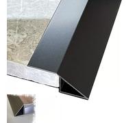 ZIUSFAC 39in Door Transition Strip Wood To Tile Edge Reducer, Threshold 2/5''- 2'' Height Threshold Strip, Threshold Ramp Metal Transition Strips For Carpet To Tile Sweeper(Black,High 20mm x wide 20mm