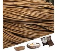 ZIUSFAC Brown Wicker Repair Material Plastic Rattan Repair Kit Rattan Patio Furniture Repair Material Synthetic Rattan Weaving Material Wood Grain Flat/Round(1Round d 0.3cm/0.12in)