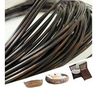 ZIUSFAC Brown Wicker Repair Material Plastic Rattan Repair Kit Rattan Patio Furniture Repair Material Synthetic Rattan Weaving Material Wood Grain Flat/Round(2Round d 0.3cm/0.12in)