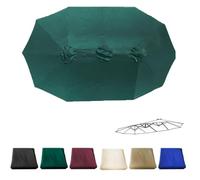 ZIUSFAC Double Sided Umbrella Canopy Top 15ft Patio Umbrella Fabric 12 Ribs Large Sun Umbrella Replacement Cloth For Market Patio Garden(Dark green)