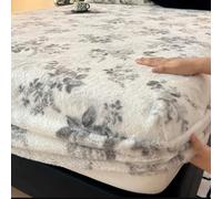 ZIUSFAC Leopard Bed Sheets Milk Velvet Sheets Queen Fitted Sheet Thickened Plush Mattress Cover Printed Mattress Protector 11in Deep Pocket Bedding(E,Queen150x200cm/59x79")