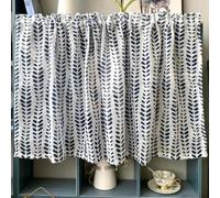 ZIUSFAC Privacy Cabinet Curtain White Blackout Curtain For Kitchen Bathroom Curtains Blue Floral Short Curtain Dust Proof Under Sink Curtain 24" W X 32" L(60x60cm/23.6x23.6in)