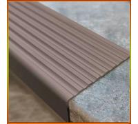 ZIUSFAC Self Adhesive Stair Edge Protector Metal, Stair Treads 1/2" 2" Wide Stair Nose Edging Anti Slip Step Trim Strips Molding L Shape Transition Strip For Outdoor Indoor Staircase(Brown,Wide 4cm)