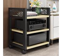 ZIUSFAC Stereo Cabinet AV Component Media Stand Multi-Tier Audio Rack Rolling Audio Tower Floor-Standing Audio Cabinet CD Player Stand Adjustable Corner Shelf Hifi Rack(White maple,3 Tier)