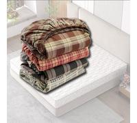 ZIUSFAC Vintage Bottom Sheet Buffalo Plaid Bedspread Cotton Fitted Sheets Queen Size Mattress Cover Bedding Non-Slip King Bed Sheet For All-Season(Red,Cal-King200x220cm/79x87")