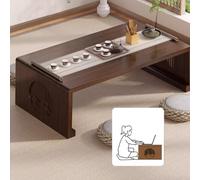 ZIUSFAC Wood Japanese Floor Table Small Coffee Table Waterproof Tea Table 24in Meditation Table, Foldable Floor Desk Low Table Bed Tray Table Japanese Folding Table For Small Spaces Bay Window(Walnuts