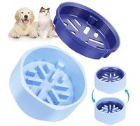 Zivacate 2-in-1 Slow Feeder Dog Bowl - Switch Between Standard & Slow Feed Modes | Hidden Raised Design to Slow Down Eating & Prevent Bloat | Non-Slip, Dishwasher Safe for Dogs & Cats (Blue)