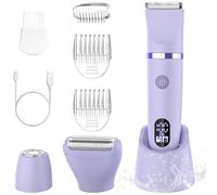 Zivelier 3-in-1 Electric Razor IPX7 Waterproof Bikini Trimmer Wet & Dry Use Painless Personal Trimmer Groomer for Ladies Face Body Legs Bikini Public Hairs Electric Lady Shaver with Replaceable Heads