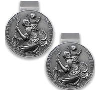 Zivosely 2-Pack Metal St. Christopher Medal for Car - Saint Christopher Visor Clip for Safe Car Journeys, Talisman for Safety, Gift for New Drivers/Family/Friends