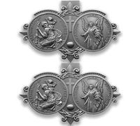 Zivosely 2-Pack Metal St. Christopher Medal & Guardian Angel Car Visor Clip - Safe Driving Protection for Journeys, Gift for New Drivers/Family/Friends