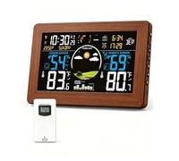 Zivron Weather Station Wireless Indoor Outdoor Thermometer, 7.5" VA Display with Remote Sensor, Home Weather Station with Weather Forecast, Temperature, Humidity, Atomic Clock, Moon Phase