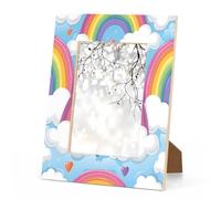 Zivveek Rainbow Picture Frame 8x10 Inch Rainbow Cloud Love Heart Wooden Photo Frames with Stand Display Pictures for Wall Mounting, Displayed Vertically or Horizontally