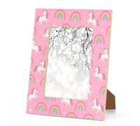 Zivveek Rainbow Unicorn Picture Frame 5x7 Inch, Kids Girls 7x5 Wood Photo Frame Wall Mounting And Tabletop Display Frames