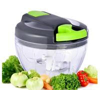 Ziweaye Manual Food Processor Vegetable Chopper, Compact Hand Pull Cord Garlic Crusher Onion Dicer for Herbs, Carrots, Pears 500ml（green）