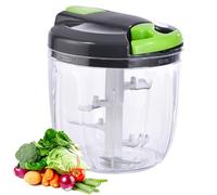 Ziweaye Manual Food Processor Vegetable Chopper, Portable Hand Pull String Garlic Mincer Onion Cutter for Veggies, Ginger, Fruits, Nuts, Herbs, etc., （900ml,Gray-green）