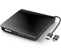 Ziweo External DVD Drive USB 3.0 Type-C CD Burner Portable CD +/-RW Drive DVD Player for ROM Rewriter Burner Compatible with Laptop Desktop PC Windows MacBook Linux Mac OS