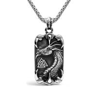 ZiWuark Dragon Claw Skull Pendant Unisex Necklace with 24" Chain, S, Metal, No Gemstone
