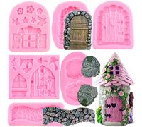 ZiXiang Enchanted Fairy Garden Fairy Gnome Home Door Silicone Chocolate Molds Stone Path Fondant Mold For Crafting Polymer Clay Cake Decorating Set Of 6